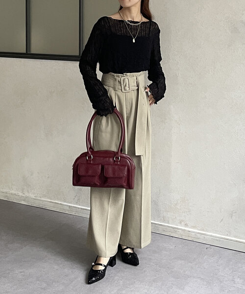 Thevon（ゼボン）の「アウトポケットハンドルトート（ボストンバッグ・レディース・ブラック/ブラウン/レッド系その他・FREE）」の8枚目の写真