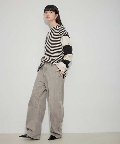 ADAM ET ROPE'(アダムエロペ)の「【G.F.G.S. for ADAM ET ROPE'】 別注ボートネックボーダー(Tシャツ/カットソー・レディース・ブルー/ブラック/レッド・FREE)」の4枚目の写真