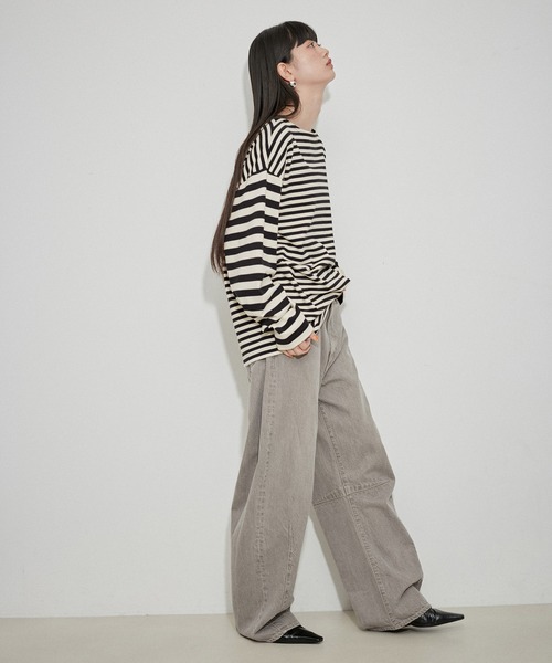 ADAM ET ROPE'(アダムエロペ)の「【G.F.G.S. for ADAM ET ROPE'】 別注ボートネックボーダー(Tシャツ/カットソー・レディース・ブルー/ブラック/レッド・FREE)」の5枚目の写真