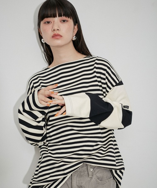 ADAM ET ROPE'(アダムエロペ)の「【G.F.G.S. for ADAM ET ROPE'】 別注ボートネックボーダー(Tシャツ/カットソー・レディース・ブルー/ブラック/レッド・FREE)」の11枚目の写真