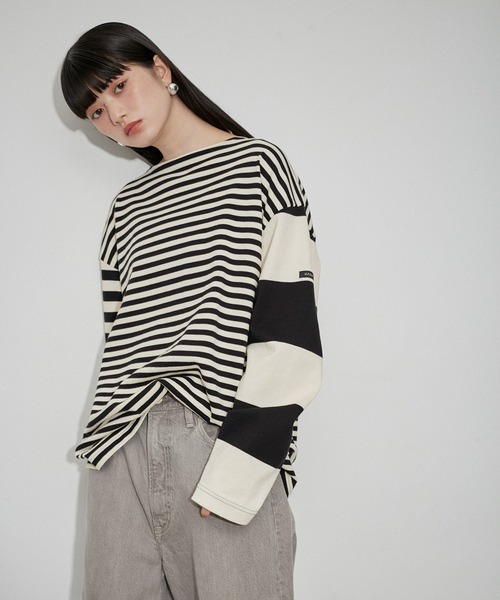 ADAM ET ROPE'(アダムエロペ)の「【G.F.G.S. for ADAM ET ROPE'】 別注ボートネックボーダー(Tシャツ/カットソー・レディース・ブルー/ブラック/レッド・FREE)」の12枚目の写真