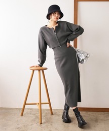 mysty woman | ダブルZIPニットカーディガン＊ノースリーブワンピース2 144059(ワンピース)