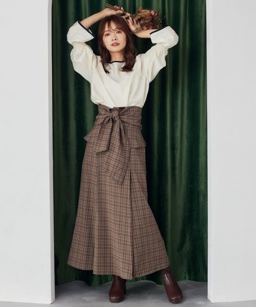 【新品タグ付き】mysty woman バイカラー2WAYブラウス　ブルーグレー バイカラー2WAYブラウス 150058（シャツ/ブラウス）｜mysty