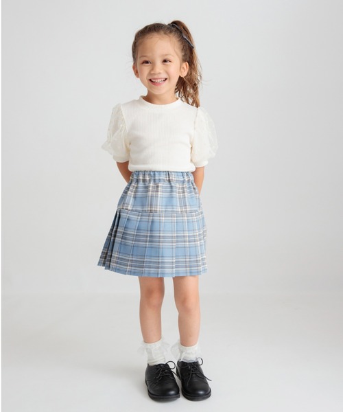 BRANSHES（ブランシェス）の「【おそろい】チェックプリーツスカート（スカート・キッズ・ベージュ/ブルー・140/150/90/100/110/120/130）」の11枚目の写真