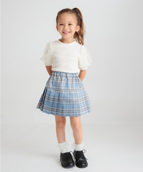 BRANSHES（ブランシェス）の「【おそろい】チェックプリーツスカート（スカート・キッズ・ベージュ/ブルー・140/150/90/100/110/120/130）」の12枚目の写真