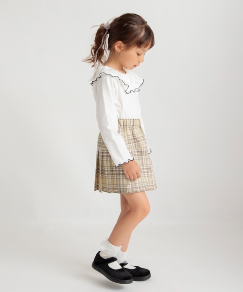 BRANSHES（ブランシェス）の「【おそろい】チェックプリーツスカート（スカート・キッズ・ベージュ/ブルー・140/150/90/100/110/120/130）」の14枚目の写真
