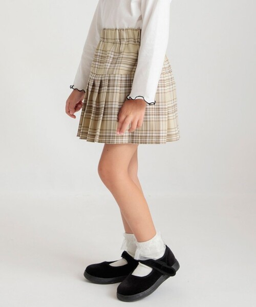 BRANSHES（ブランシェス）の「【おそろい】チェックプリーツスカート（スカート・キッズ・ベージュ/ブルー・140/150/90/100/110/120/130）」の16枚目の写真