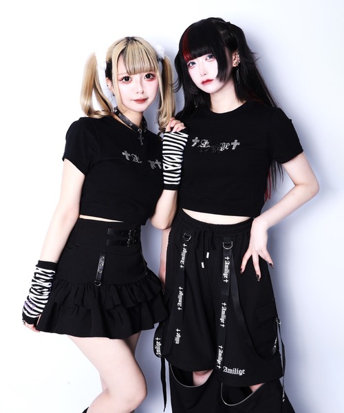 Amilige（アミリージュ）の「ラインストーンくぎベアチビTシャツ（Tシャツ/カットソー・レディース・ブラック/ホワイト・FREE）」の6枚目の写真