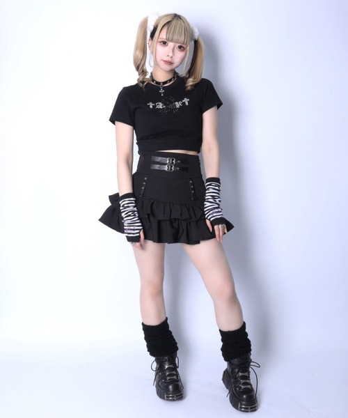 Amilige（アミリージュ）の「ラインストーンくぎベアチビTシャツ（Tシャツ/カットソー・レディース・ブラック/ホワイト・FREE）」の12枚目の写真