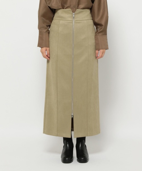 mysty woman(ミスティウーマン)の「スエードライクzipナロースカート 149762(スカート・レディース・グリーン/ベージュ/チャコールグレー・FREE)」の9枚目の写真