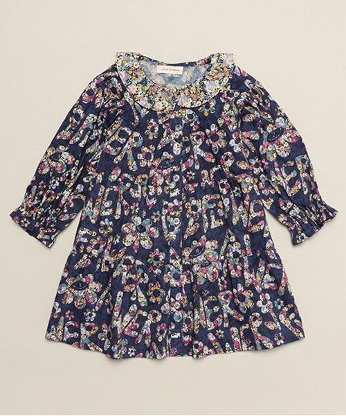sense of wonder（センスオブワンダー）の「FLOWER POWERワンピース（シャツワンピース・キッズ・ネイビー/ピンク・90cm/100cm/110cm/120cm/130cm）」の1枚目の写真