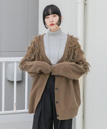 KBF - 新品▷KBF＊ケーブルサークルカーディガン   ブラウン 美品】KBF ケーブルサークルカーディガン ニット 厚手 ブラウン