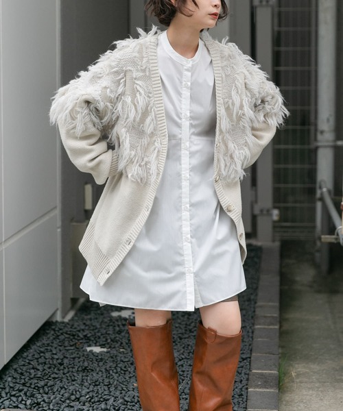 セール】ジャガードフリンジカーディガン（カーディガン/ボレロ