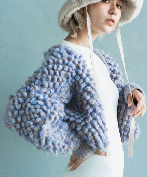 ORIENT MILLINERY（オリエント ミリナリー）の「≪HAND KNIT≫ PIGMO KNIT 2WAY BOLERO（カーディガン/ボレロ・レディース・アイボリー/パープル/ブラウン/ブルー系・FREE）」の4枚目の写真