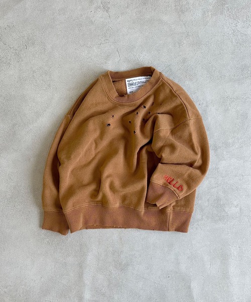 BIG FIELD（ビッグフィールド）の「無地ダメージスウェット（スウェット・キッズ・チャコール/ピンク/キャメル・90/100/110/120/130/140/150）」の2枚目の写真