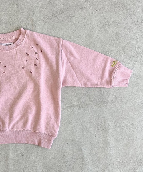 BIG FIELD（ビッグフィールド）の「無地ダメージスウェット（スウェット・キッズ・チャコール/ピンク/キャメル・90/100/110/120/130/140/150）」の11枚目の写真