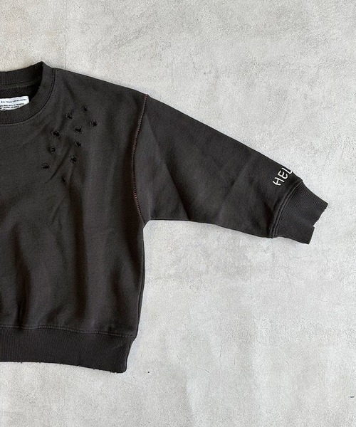 BIG FIELD（ビッグフィールド）の「無地ダメージスウェット（スウェット・キッズ・チャコール/ピンク/キャメル・90/100/110/120/130/140/150）」の9枚目の写真