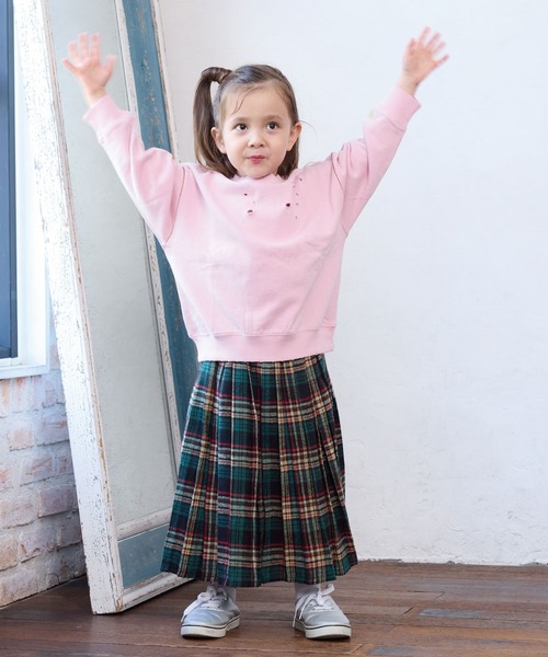 BIG FIELD（ビッグフィールド）の「無地ダメージスウェット（スウェット・キッズ・チャコール/ピンク/キャメル・90/100/110/120/130/140/150）」の13枚目の写真