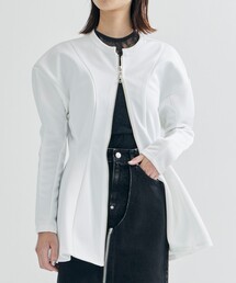 AKIKOAOKI（アキコアオキ）の「【AKIKOAOKI/アキコアオキ】dimentional TOP/ペプラムジップカーディガン（カーディガン/ボレロ）」