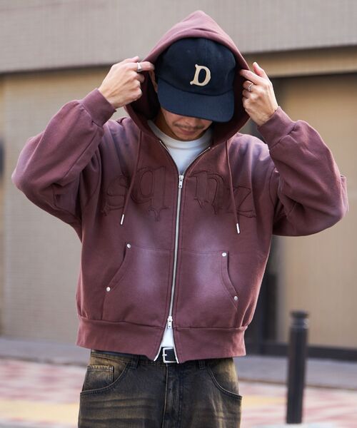 新色追加【sqnz（エスキュンズ）】sqnz washed wappen zip p/k