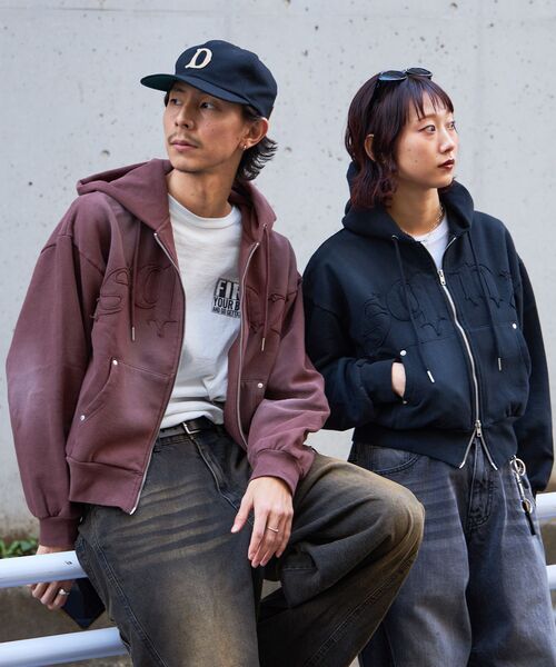 新色追加【sqnz（エスキュンズ）】sqnz washed wappen zip p/k