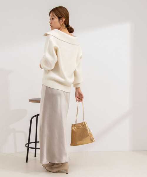 NOLLEY’S Sophi(ノーリーズソフィ)の「片畦ハーフジッププルオーバーニット(ニット/セーター・レディース・ダークネイビー/オフホワイト/グレー・38)」の6枚目の写真