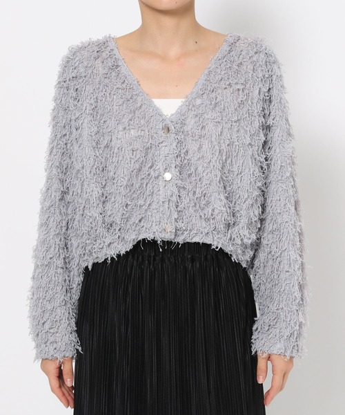 mysty woman(ミスティウーマン)の「フラッフィーVネックロングスリーブニット 232601(カーディガン/ボレロ・レディース・グレイッシュブルー/アイボリー/ブラック・FREE)」の10枚目の写真