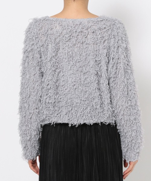 mysty woman(ミスティウーマン)の「フラッフィーVネックロングスリーブニット 232601(カーディガン/ボレロ・レディース・グレイッシュブルー/アイボリー/ブラック・FREE)」の12枚目の写真