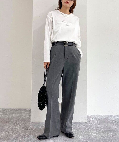 fredy emue（フレディエミュ）の「箔プリントシルケットロンTシャツ（Tシャツ/カットソー・レディース・ライトグレー/チャコールグレー/オフホワイト・38）」の7枚目の写真