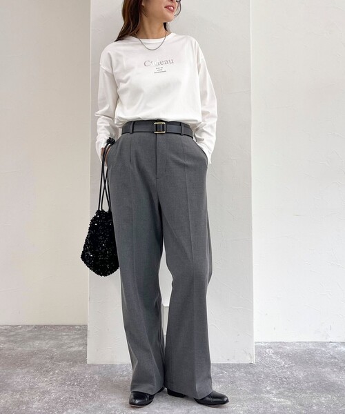 fredy emue（フレディエミュ）の「箔プリントシルケットロンTシャツ（Tシャツ/カットソー・レディース・ライトグレー/チャコールグレー/オフホワイト・38）」の8枚目の写真