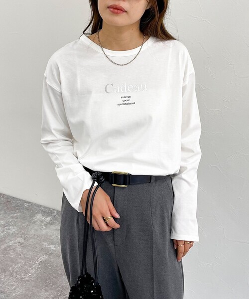 fredy emue（フレディエミュ）の「箔プリントシルケットロンTシャツ（Tシャツ/カットソー・レディース・ライトグレー/チャコールグレー/オフホワイト・38）」の10枚目の写真