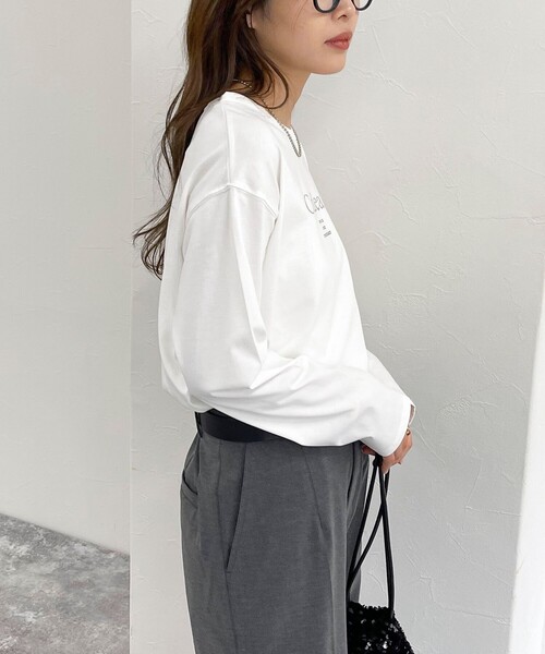 fredy emue（フレディエミュ）の「箔プリントシルケットロンTシャツ（Tシャツ/カットソー・レディース・ライトグレー/チャコールグレー/オフホワイト・38）」の13枚目の写真