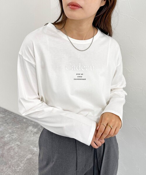 fredy emue（フレディエミュ）の「箔プリントシルケットロンTシャツ（Tシャツ/カットソー・レディース・ライトグレー/チャコールグレー/オフホワイト・38）」の15枚目の写真