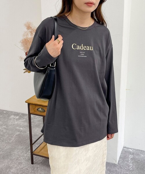 fredy emue（フレディエミュ）の「箔プリントシルケットロンTシャツ（Tシャツ/カットソー・レディース・ライトグレー/チャコールグレー/オフホワイト・38）」の21枚目の写真