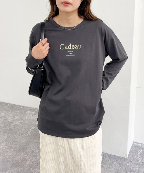 fredy emue（フレディエミュ）の「箔プリントシルケットロンTシャツ（Tシャツ/カットソー・レディース・ライトグレー/チャコールグレー/オフホワイト・38）」の22枚目の写真