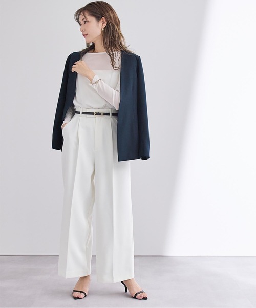 UR'S(ユアーズ)の「ベーシックカラーレスジャケット(ノーカラージャケット・レディース・ダークネイビー/グレイッシュベージュ/ブラック・L/M/S)」の19枚目の写真