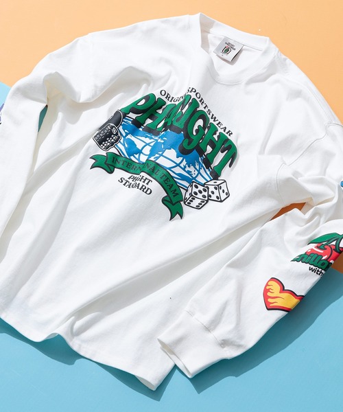 UNIIT(ユニット)の「【DESERT SPORTSWEAR/デザートスポーツウェア】ビックシルエット 袖プリント グラフィック ロンT(Tシャツ/カットソー・メンズ・ブラック/パープル/ホワイト・X-LARGE/LARGE/MEDIUM)」の2枚目の写真
