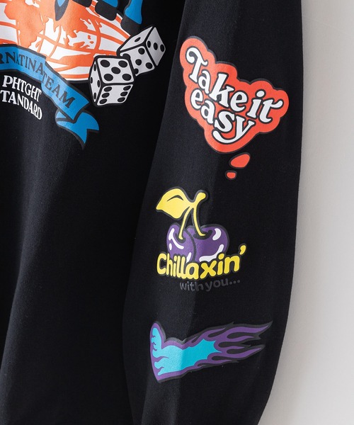 UNIIT(ユニット)の「【DESERT SPORTSWEAR/デザートスポーツウェア】ビックシルエット 袖プリント グラフィック ロンT(Tシャツ/カットソー・メンズ・ブラック/パープル/ホワイト・X-LARGE/LARGE/MEDIUM)」の11枚目の写真