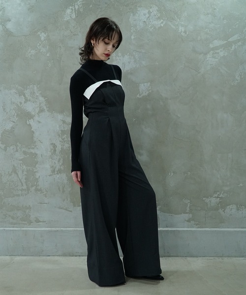 aimoha（アイモハ）の「【moyo】ロールアップデザインロンパース（サロペット/オーバーオール・レディース・ブラック/ダークグレー・SMALL/MEDIUM）」の2枚目の写真