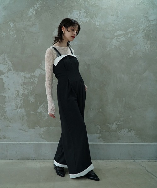 aimoha（アイモハ）の「【moyo】ロールアップデザインロンパース（サロペット/オーバーオール・レディース・ブラック/ダークグレー・SMALL/MEDIUM）」の5枚目の写真