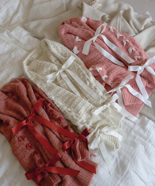 セール】lace up ribbon knit / レースアップリボンニット（ニット