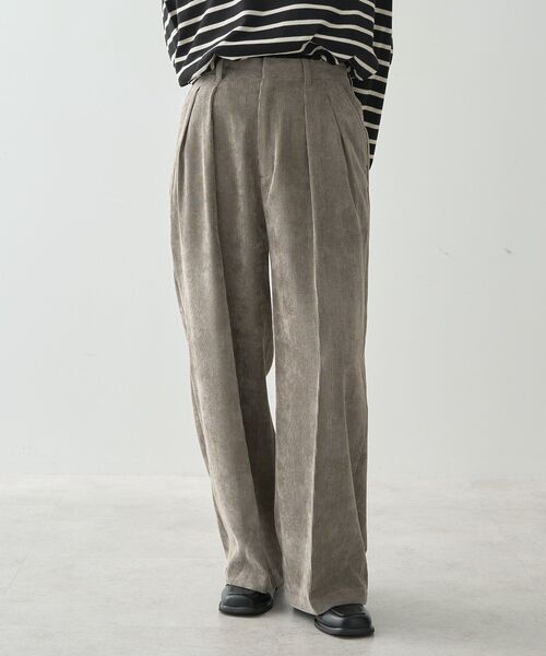 AMERICAN HOLIC（アメリカンホリック）の「コーデュロイタックワイドパンツ（その他パンツ・レディース・モカ/アイボリー/ピンク/チャコールグレー・M/L/S）」の5枚目の写真
