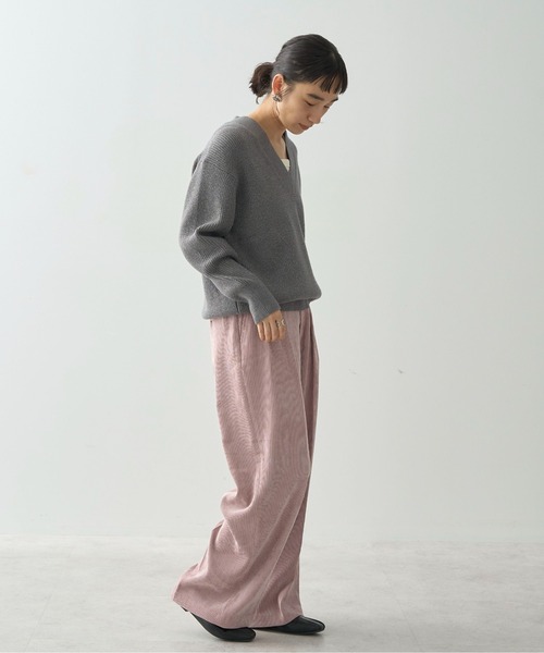 WIRROW コーデュロイ タックパンツ ワイドパンツ ブラック 3 コーデュロイタックワイドパンツ[品番：UBRW0012578]｜SENSE OF