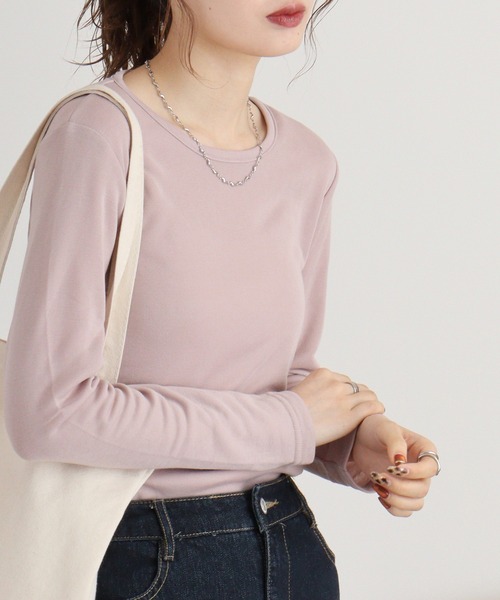 FUNALIVE(ファンアライブ)の「ひまわりオイル加工クルーネック長袖(Tシャツ/カットソー・レディース・ブラック/イエロー/ピンク/オフホワイト/チャコールグレー/ブルー/テラコッタ/ブラウン/パープル・M/L/LL)」の20枚目の写真