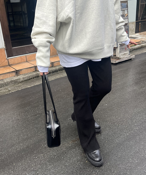 ウールライクハリヌキ微フレアパンツ セール】ウールライクハリヌキ微フレアパンツ（その他パンツ