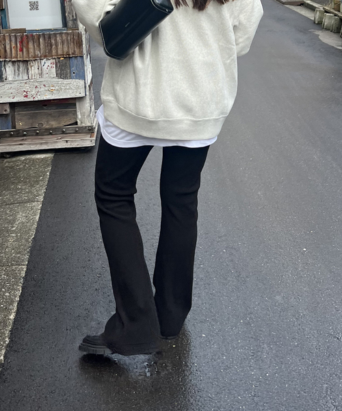 ウールライクハリヌキ微フレアパンツ セール】ウールライクハリヌキ微フレアパンツ（その他パンツ
