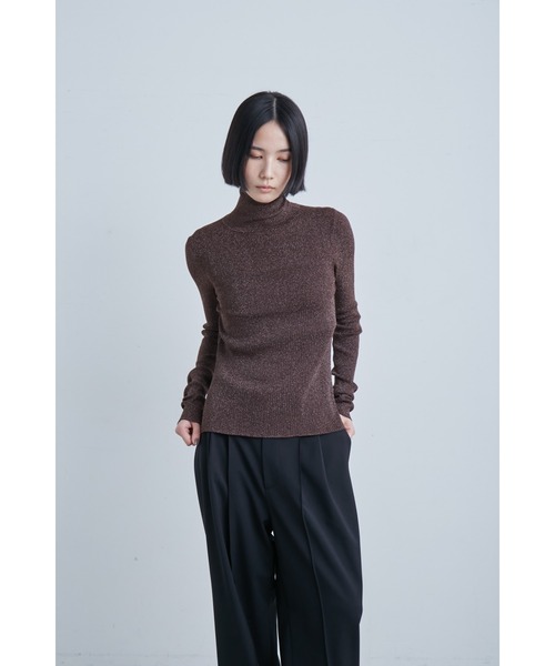 【新品】plage Washable Woolタートル シアー リブニット 黒 タートルシアーリブニット（ニット/セーター）｜MIESROHE（ミースロエ