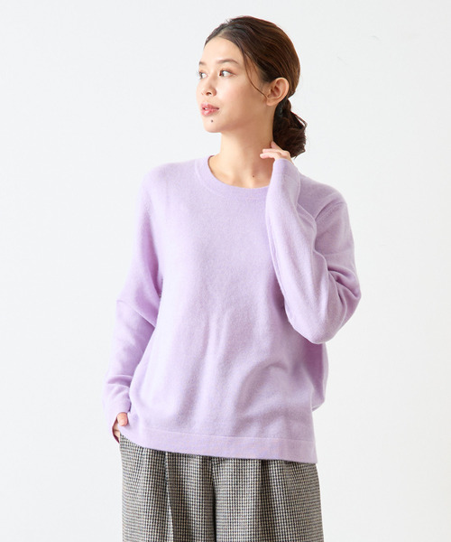 Lourmarin（ルールマラン）の「【LOURMARIN】カシミヤクルーネックPO（ニット/セーター・レディース・オフホワイト/モカ/ラベンダー/ライトグレー・FREE）」の4枚目の写真