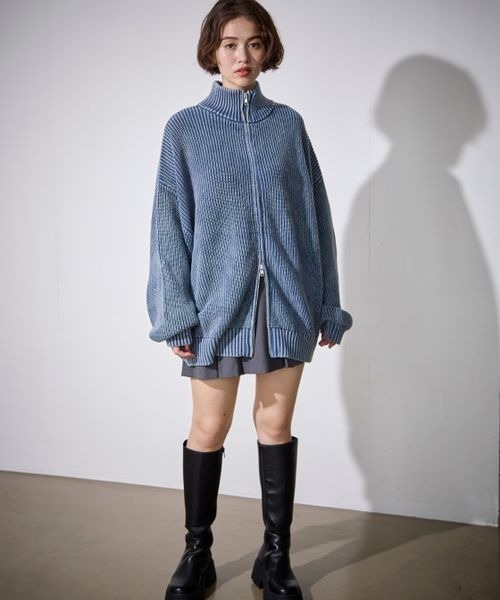 《UNISEX》ピグメントZIPニット(ニット/セーター)|PBLIM(ページボーイリム) 《UNISEX》ピグメントZIPニット(ニット/セーター)|PBLIM(ページボーイリム)