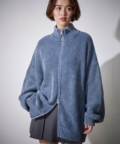 《UNISEX》ピグメントZIPニット(ニット/セーター)|PBLIM(ページボーイリム) 《UNISEX》ピグメントZIPニット(ニット/セーター)|PBLIM(ページボーイリム)